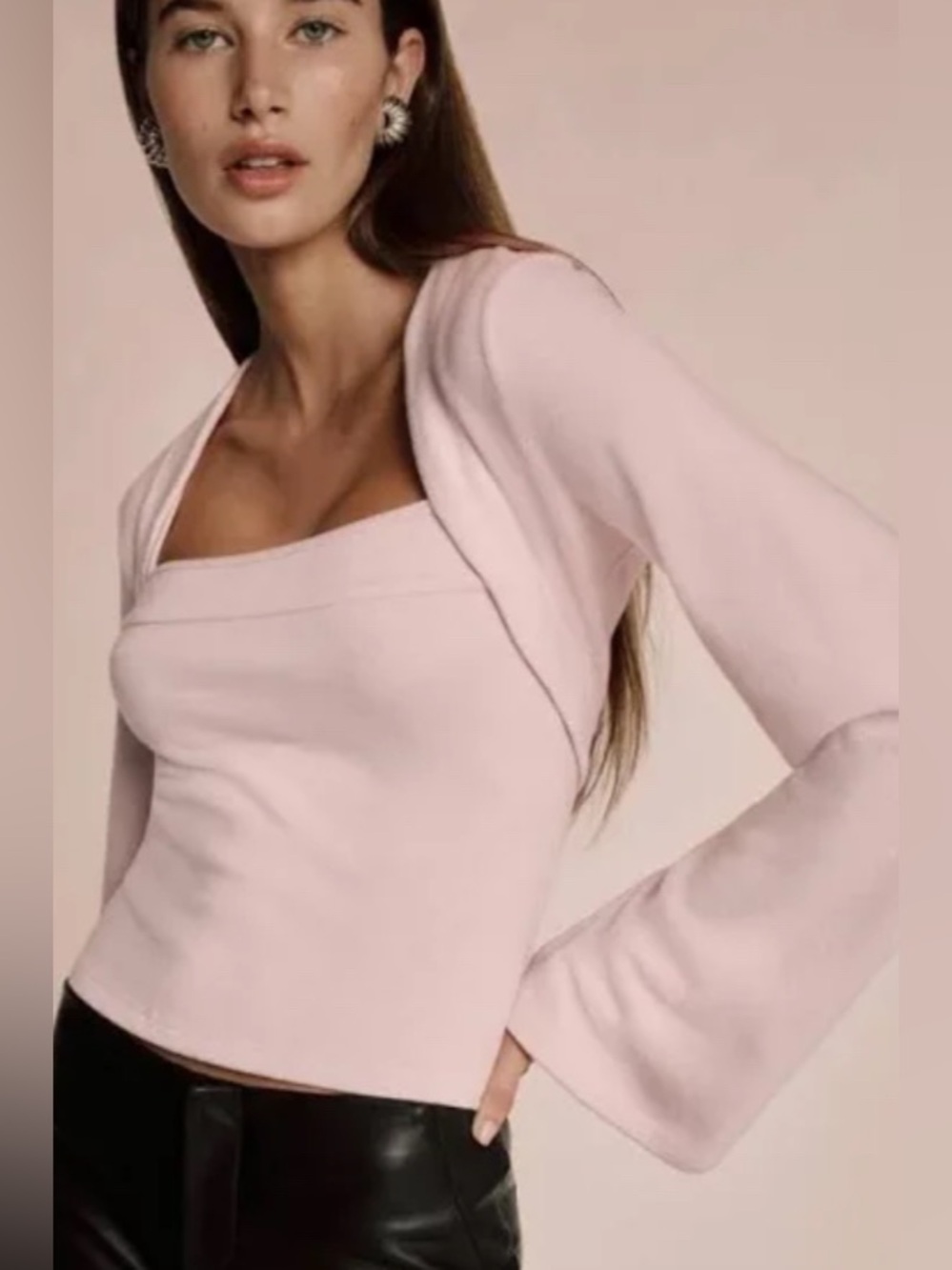 Reformation Chloe knit shrug set cherry blossom size small